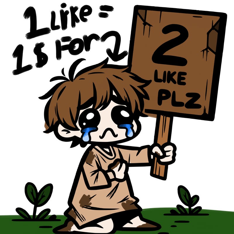 small poor toddler crying with sign that says 2 like plz