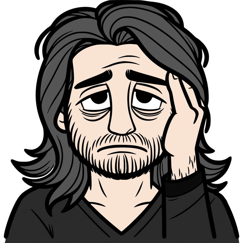 tired man with long hair