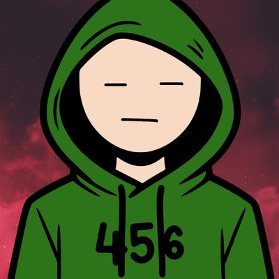 a person with non face waering a hoodie with a 456 symbol