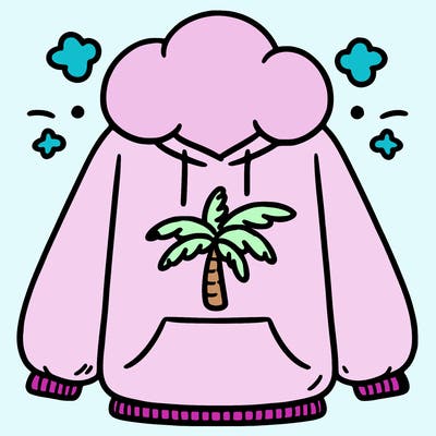 pink palm puff hoodie