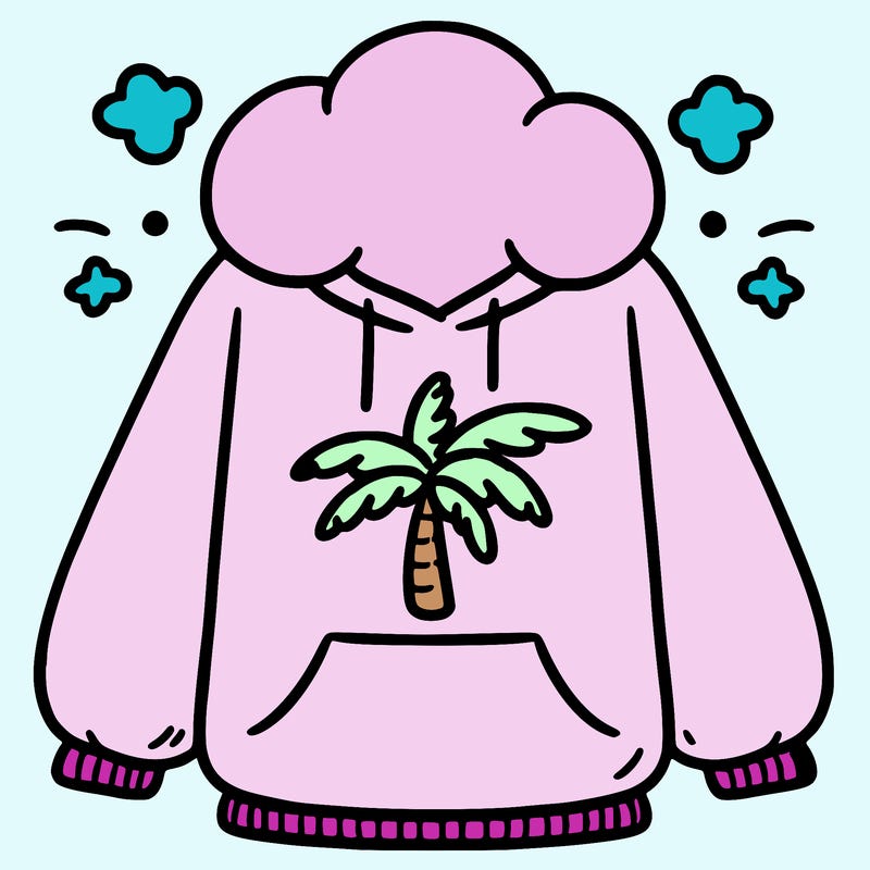 pink palm puff hoodie