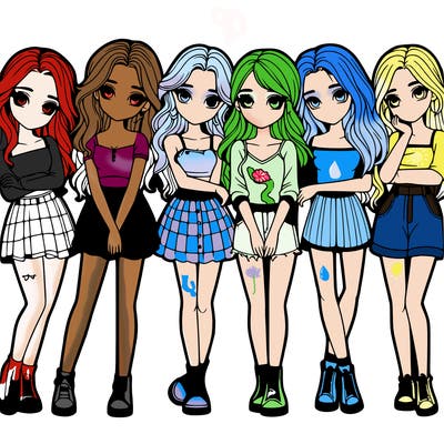 a group of girls realistic