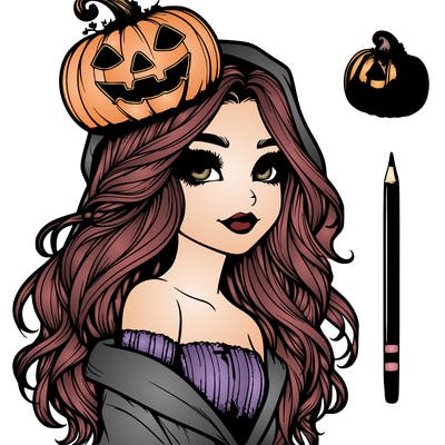 realistic  girl with  a halloween themed look