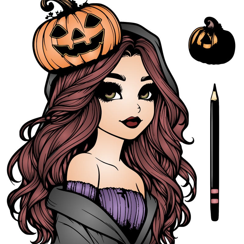 realistic  girl with  a halloween themed look