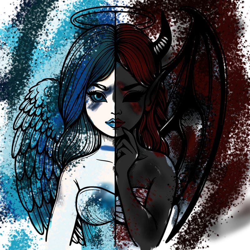 realistic angel half demon