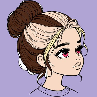 realistic girl with bun