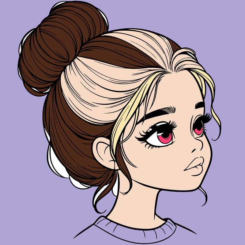 realistic girl with bun