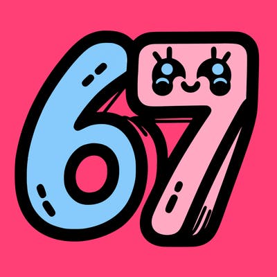 the numbers 67
