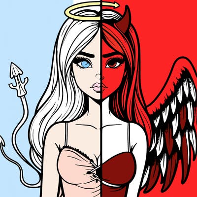 devil vs angel realistic girl