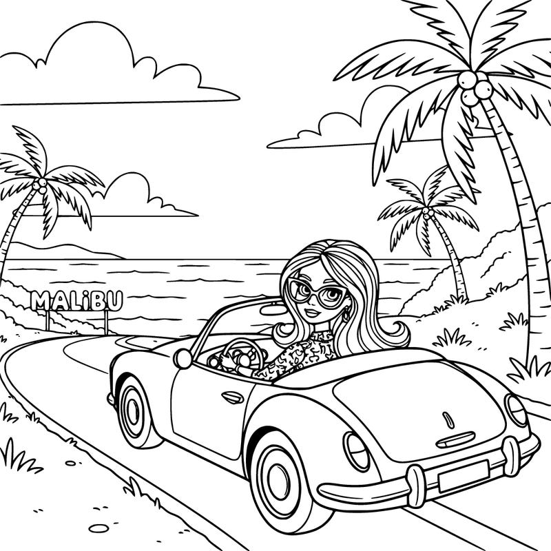 barbie or bratz in a car in malibu