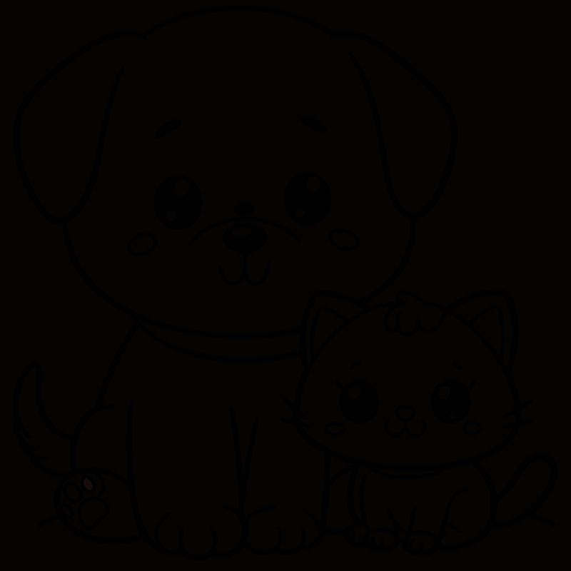 baby dog with a baby cat