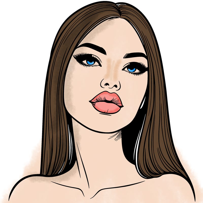 realistic woman with full lips