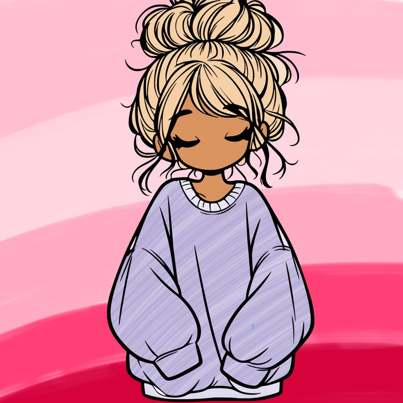 girl with baggy sweatshirt and messy bun