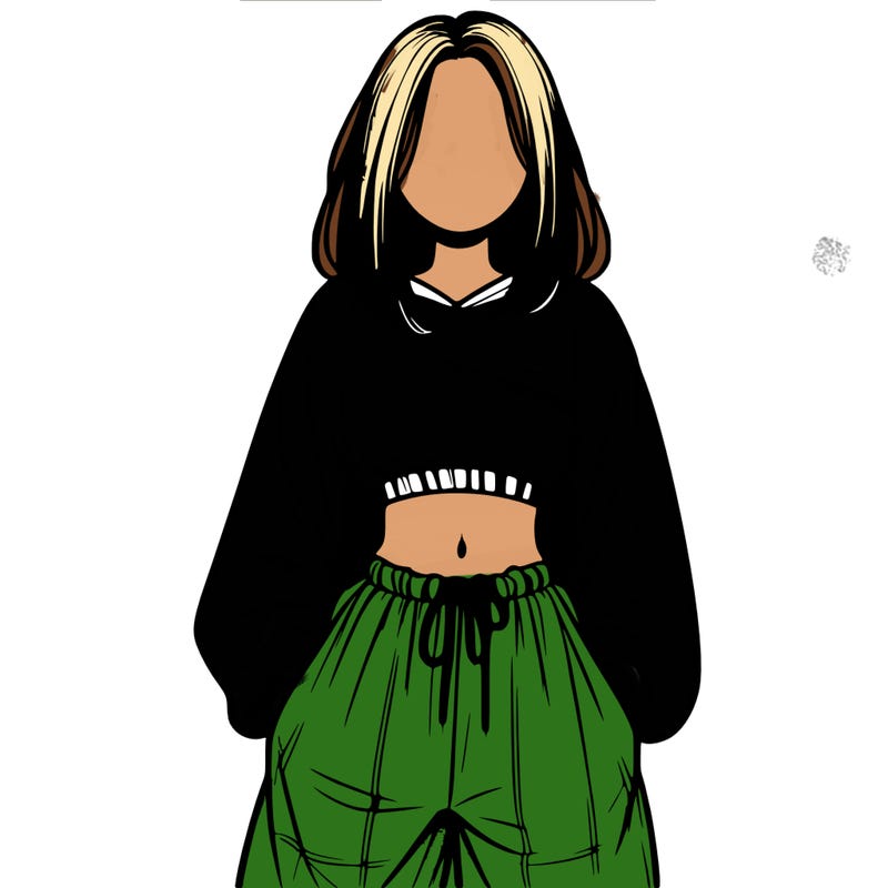 realistic girl faceless with baggy pants and a crop top