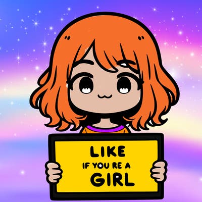 a cute girl holding a sign that says like if you’re a girl