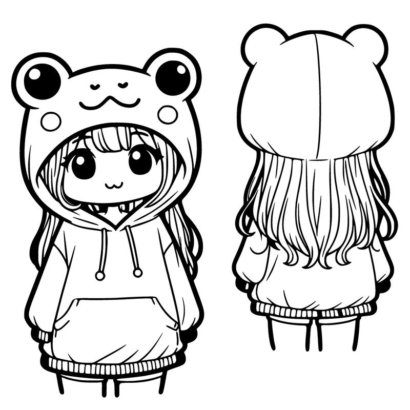 girl with cute frog hoodie