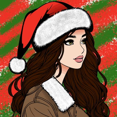 realistic girl in santa hat