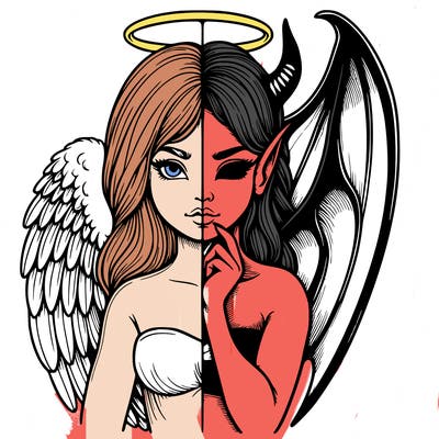 realistic angel half demon