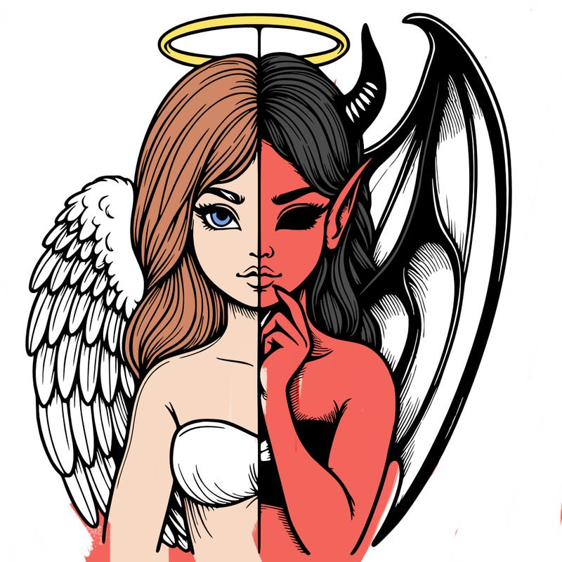 realistic angel half demon