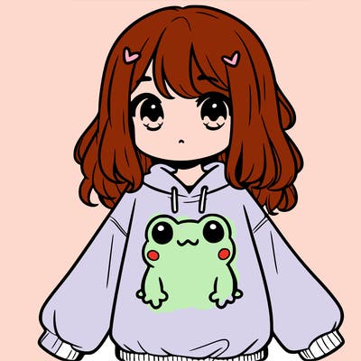 girl wearing frogging sweatshirt