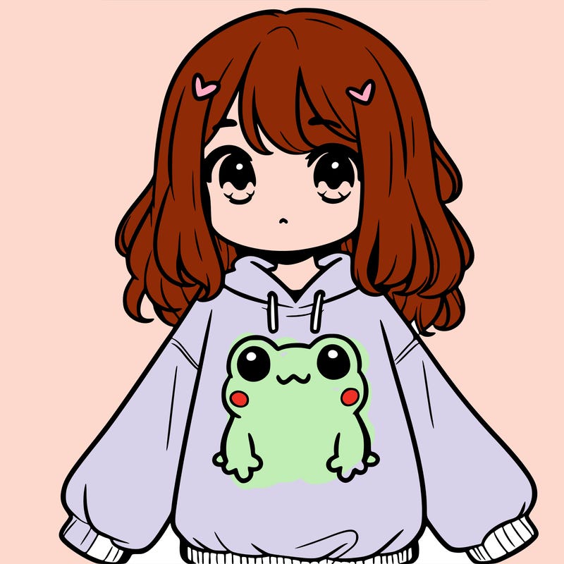 girl wearing frogging sweatshirt