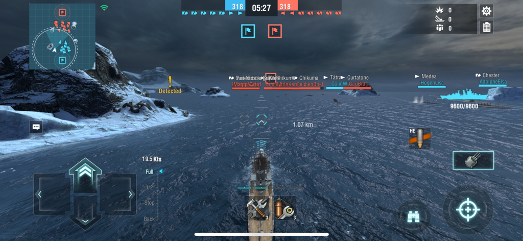 Tactical 3D naval battle gameplay in World of Warships Blitz