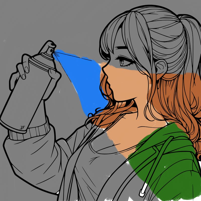 a realistic girl spray, painting