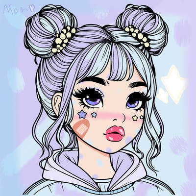 realistic girl with space buns