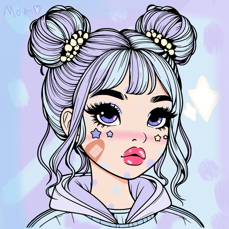 realistic girl with space buns