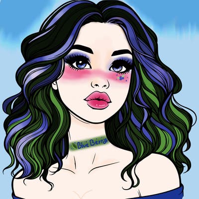 realistic girl with wavy hair and lips