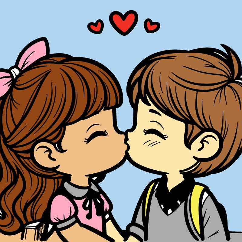 boy and girl kissing