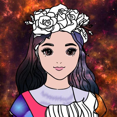 girl with petals on her head and roses