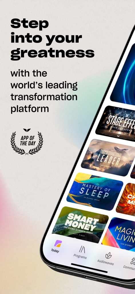 Mindvalley: Self Improvement - Mindvalley app interface showing various self improvement and transformation programs