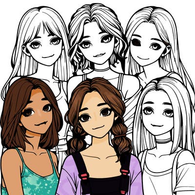 a group of girls realistic