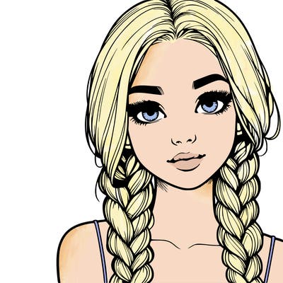realistic girl with braids