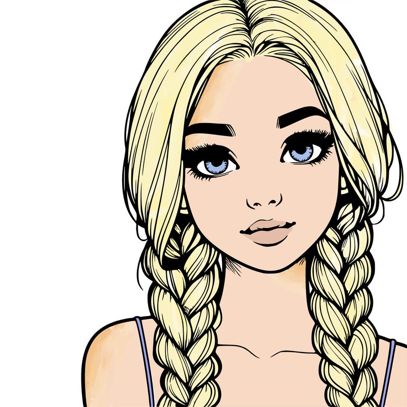 realistic girl with braids