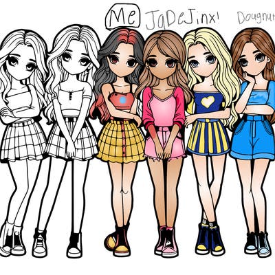 a group of girls realistic