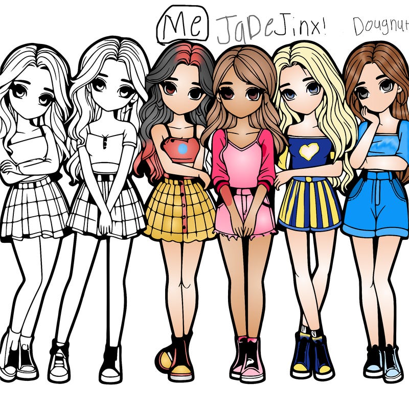 a group of girls realistic