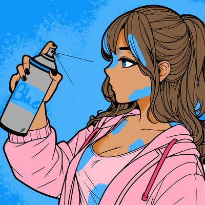 a realistic girl spray, painting