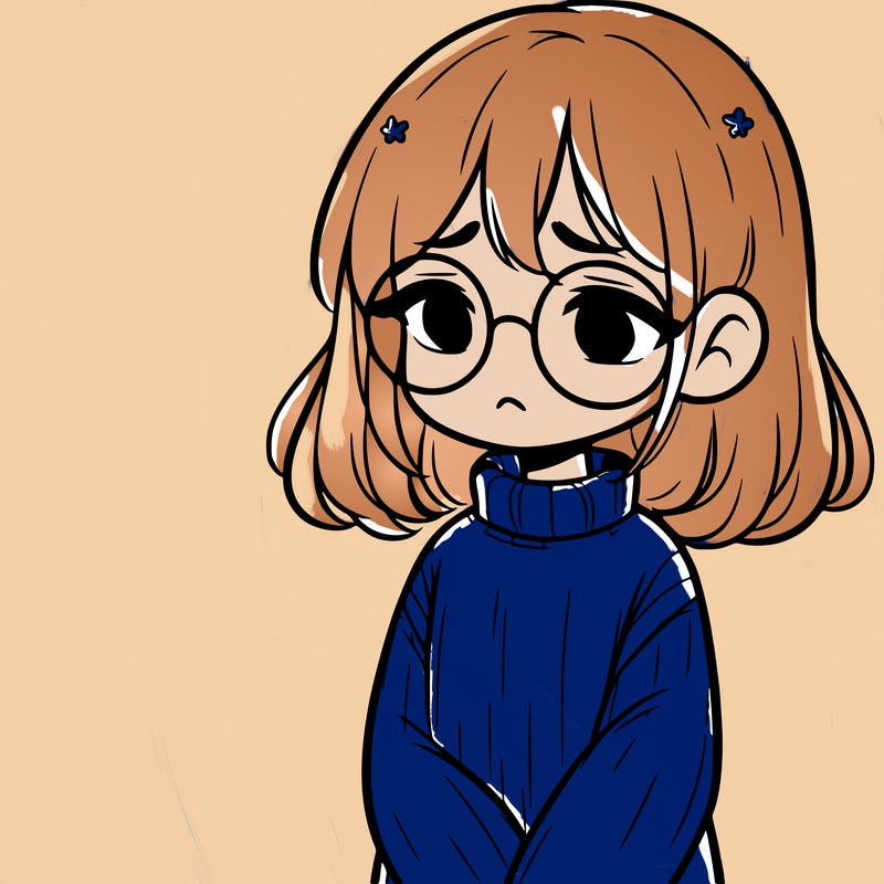 sad girl with glasses in a sweater