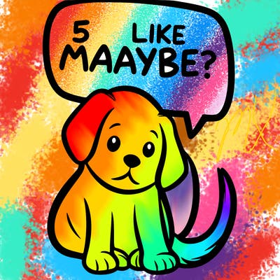 a puppy that says 5 like maybe