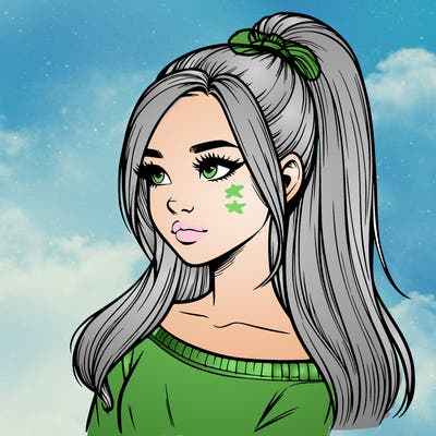 realistic girl with a high ponytail