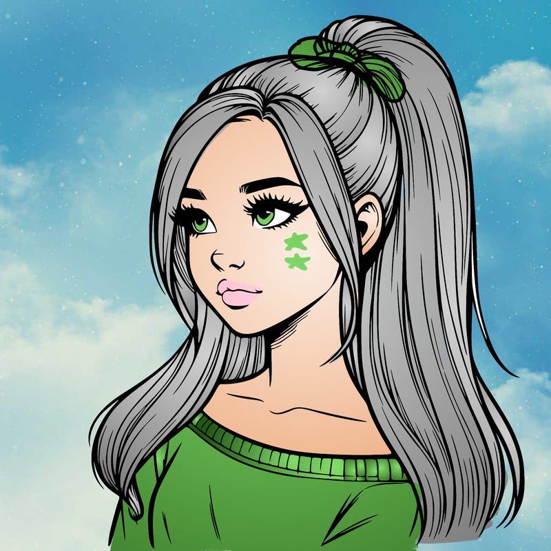 realistic girl with a high ponytail