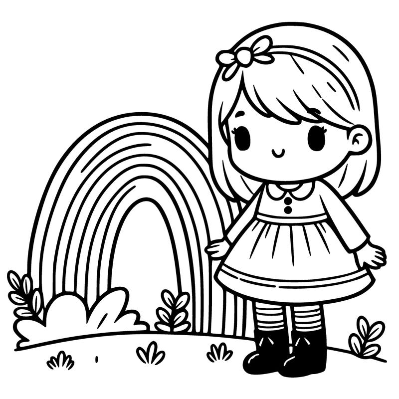 rainbow with little girl