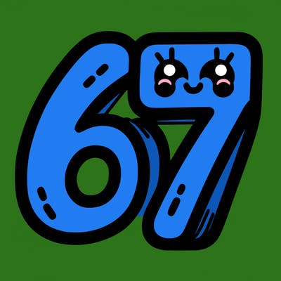 the numbers 67