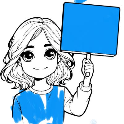 realistic girl holding up a sign