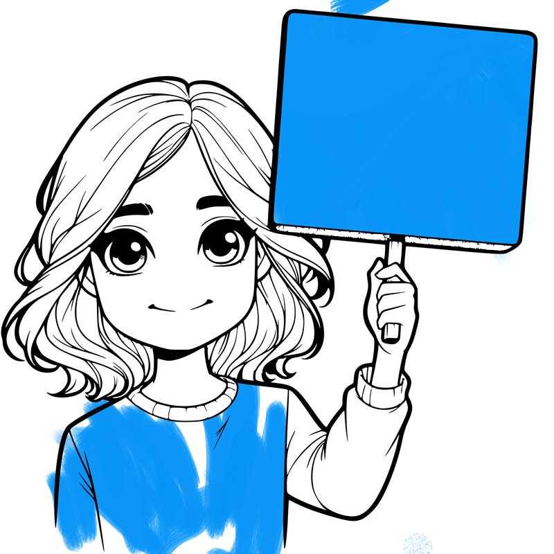 realistic girl holding up a sign