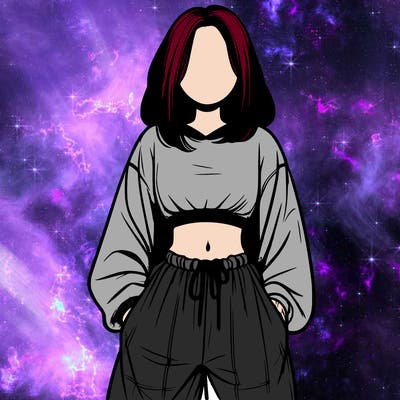 realistic girl faceless with baggy pants and a crop top