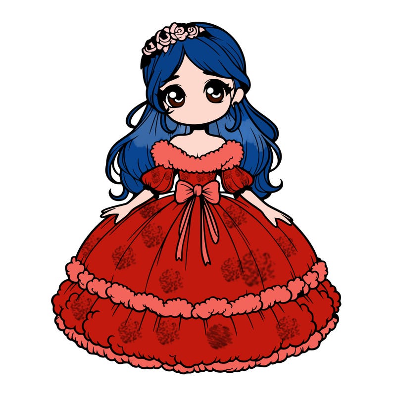 realistic princess wearing a fluffy dress