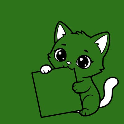 a small cat with a blank sheet of paper in its hand. the cat is sooooooo cute!